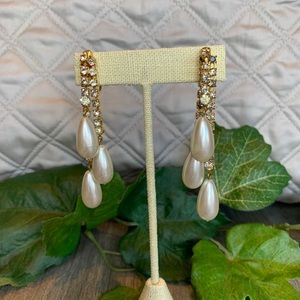 Statement Vintage Pearl and Rhinestone Earrings